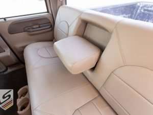 Rear seats with leather armrest folded down