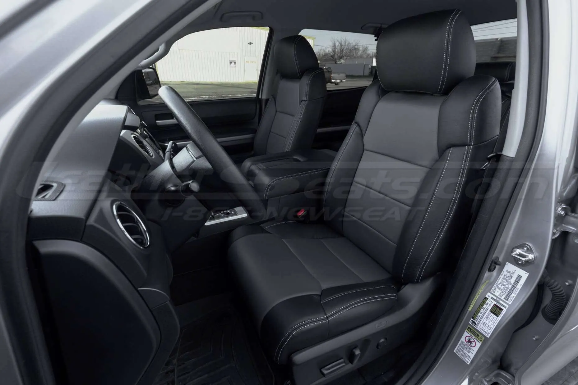 2014 Toyota Tundra CrewMax Leather Seat Kit - Black & Charcoal - Installed front driver's seat