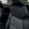 Black leather headrest with contrasting Silver stitching