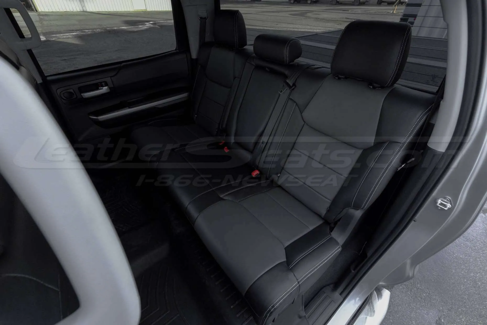 2014-2021 Toyota Tundra CrewMax with installed leather seats - Rear seats from driver's side