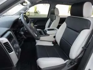 2014-2018 Chevrolet Silverado with custom leatherseats.com upholstery in Alabaster with Black Centers