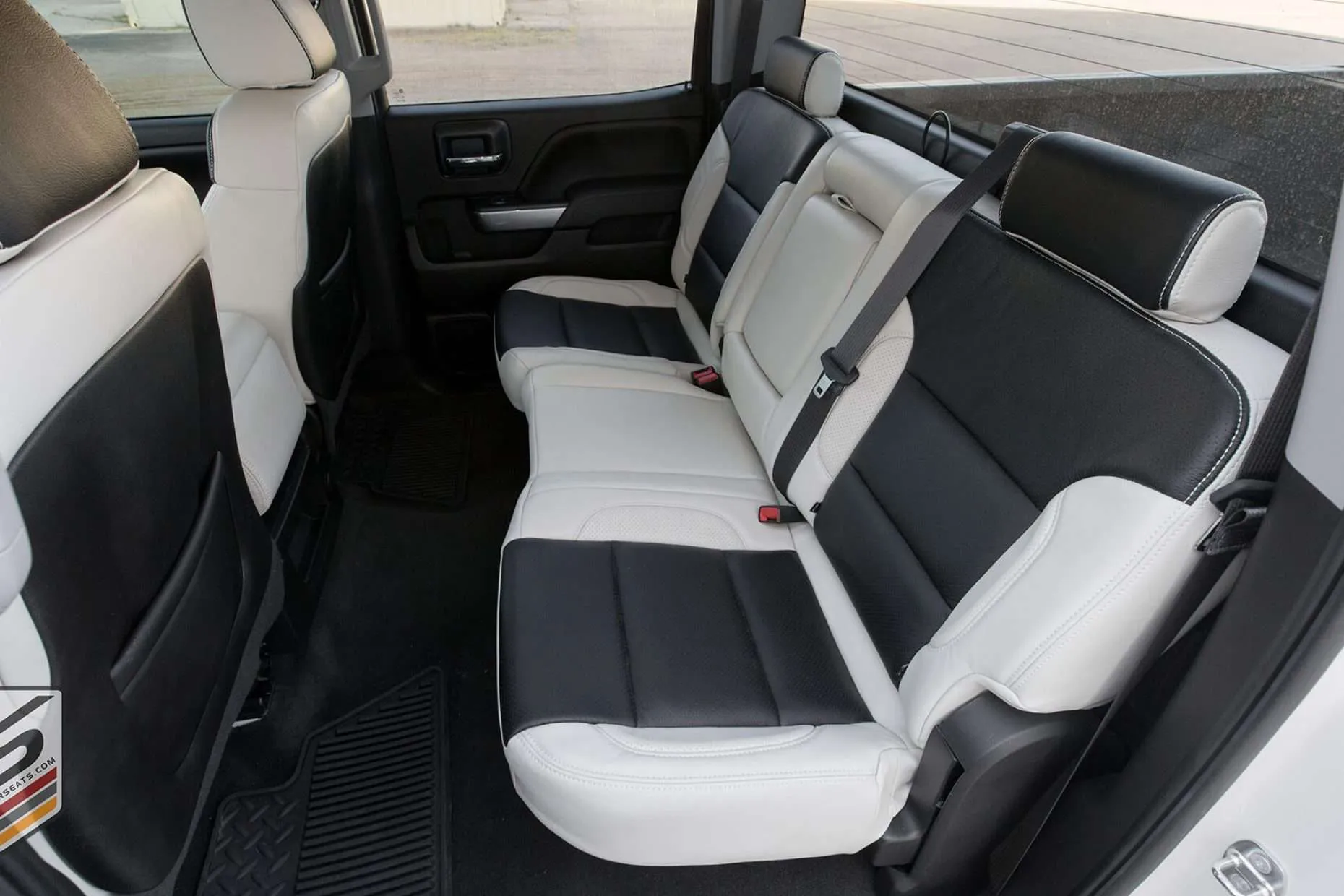 Chevrolet Silverado with custom leather interior - Rear seats from driver's side