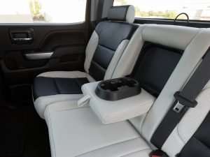Leather rear armrest in-use