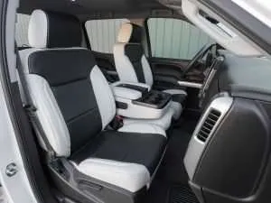 Chevrolet Silverado with leather interior in Alabaster & Black - Passenger side