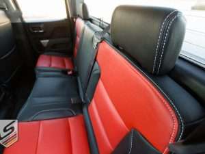 Rear seat headrest close-up with focus on Silver contrasting stitching
