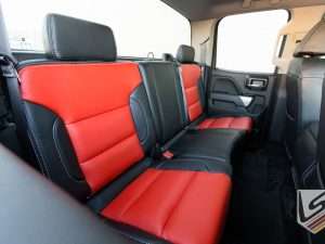 2014-2018 Chevrolet Silverado custom leather seats - Black with Bright Red Body - Rear seats