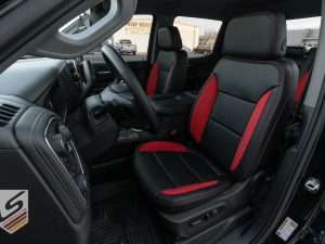 Chevrolet Silverado Leather Seats- Black/Red Suede Wings - Gallery Image