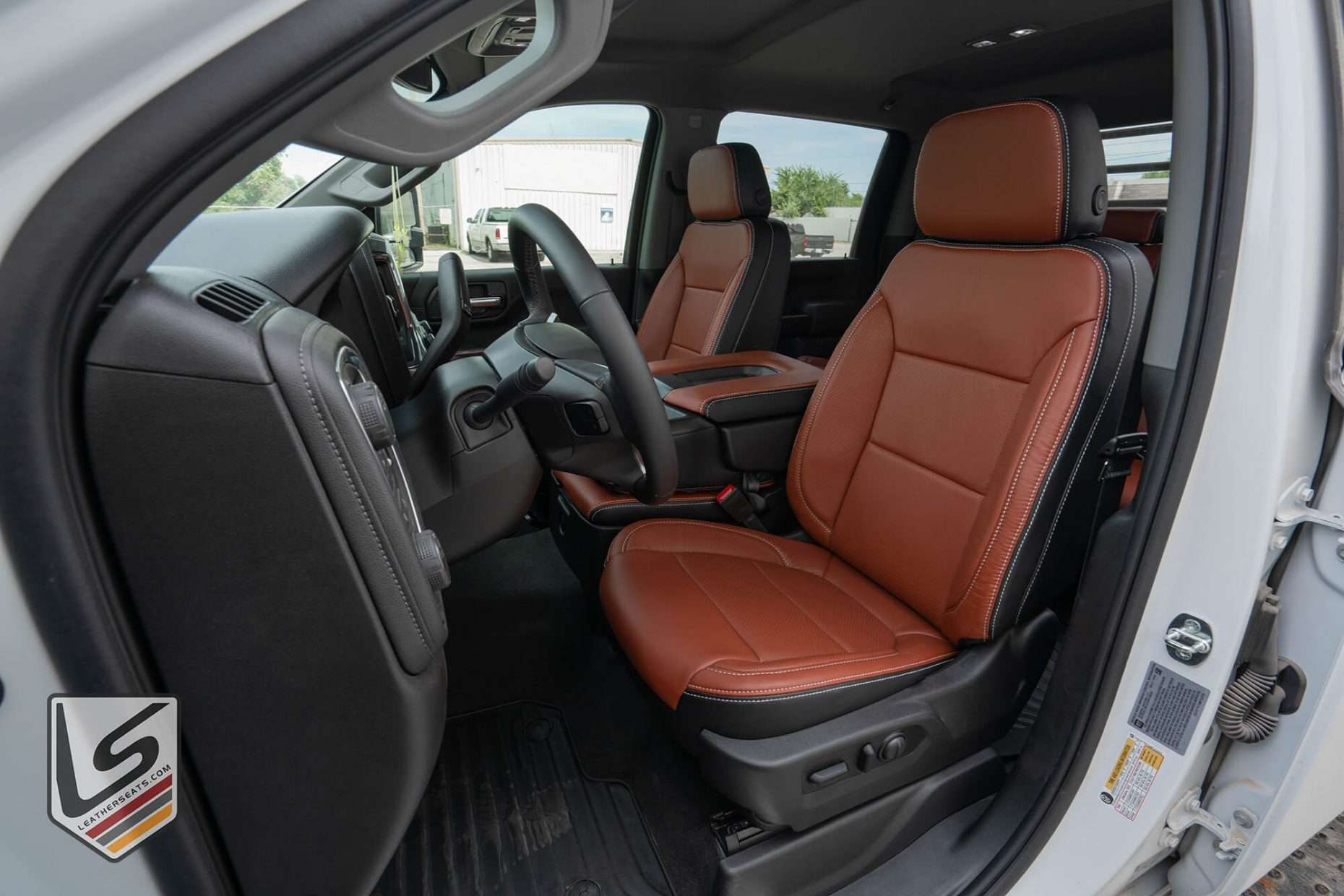 2019-2022Chevrolet Silverado with custom Black and Mitt Brown leather interior - Front driver seat
