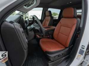 2019-2022Chevrolet Silverado with custom Black and Mitt Brown leather interior - Front driver seat