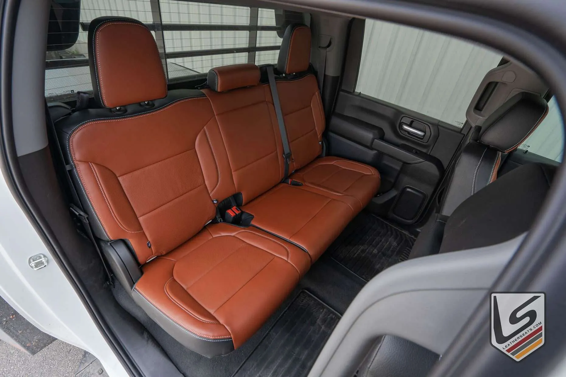 2019-2022 Chevrolety Silverado rear leather seats in Ecstasy Black and Ecstasy Mitt Brown