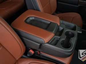 Custom leather console lid cover - Passenger side view