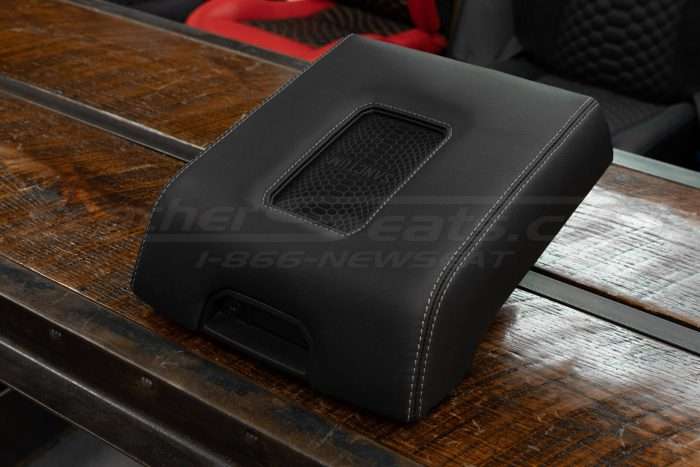 Side view of Ford Raptor leather charging console