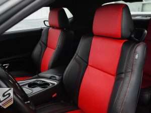 Black and Bright Red front backrest and headrest of front driver seat