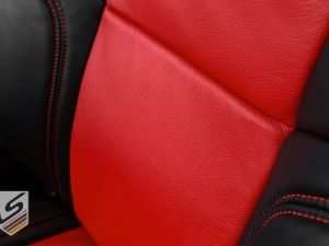 Bright Red Body section close-up with leather texture