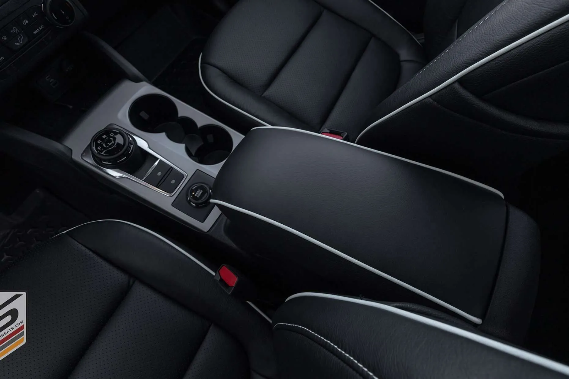 Top view of leather console lid cover
