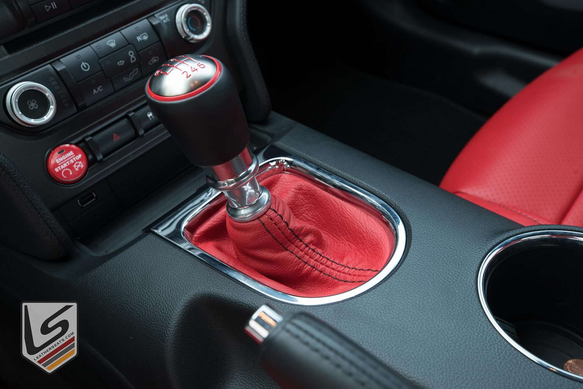 Leather Manual Shift Boot in Bright Red