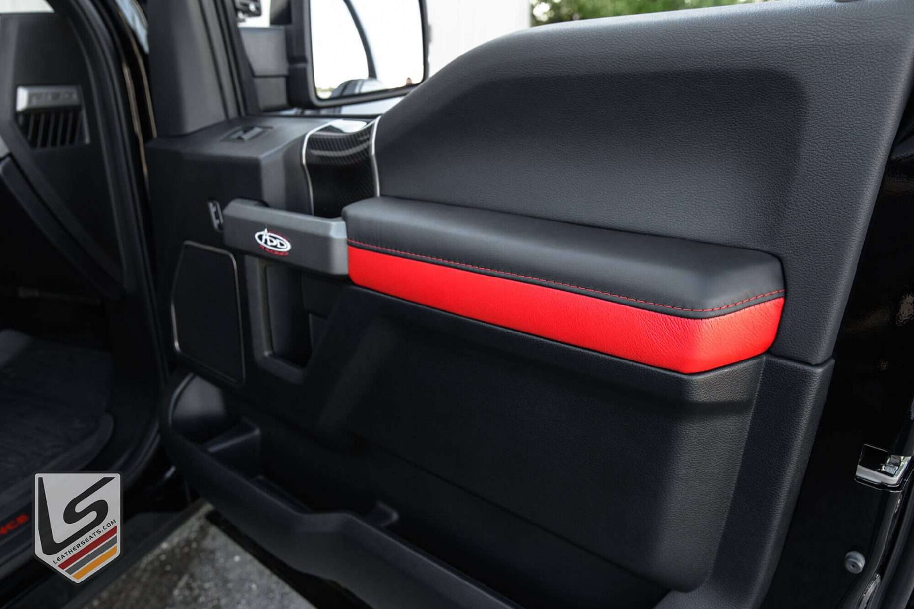 Custom leather door armrest for Ford Raptor