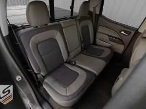 GMC Canyon with installed two-tone leather seats - Rear seats from passenger side