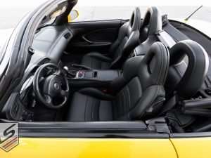 Alternative aerial view of installed leather seats for Honda S2000 Roadster
