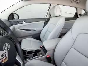 Installed passenger leather seat - driver's side view