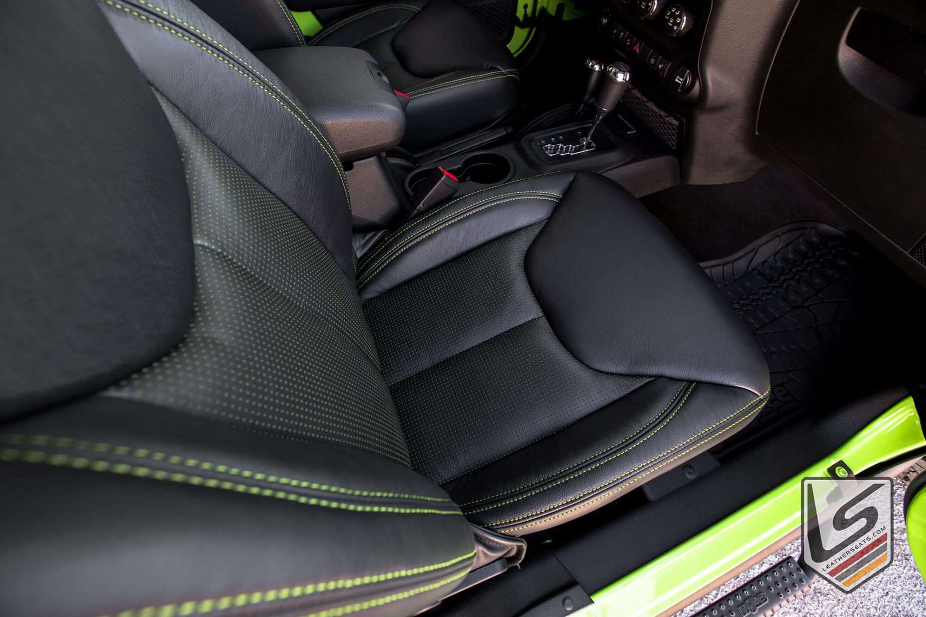 Top-down view of front passenger seat showing Piazza Perforation