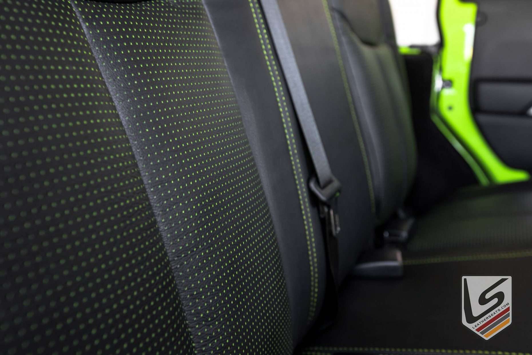 Rear seat Piazaa Green Perforation close-up