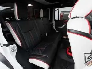 CustomCNC stitched leather seats in White and Black