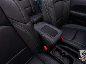 Wide view of cell phone charging console for Jeep Wrangler JL