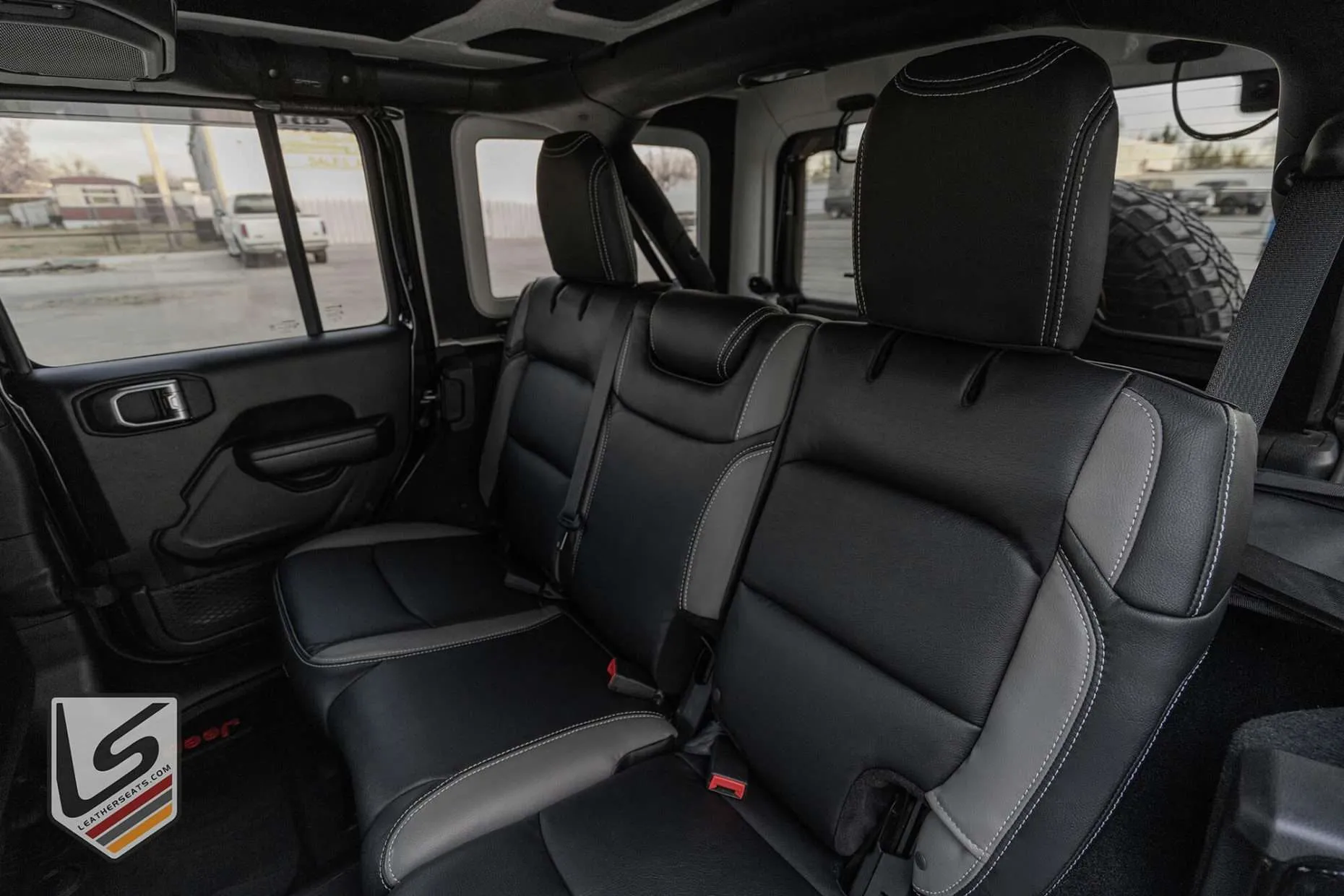 CLose-up of installed rear seat upholstery