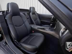MAzda Miata with custom Black leather seats - Passenger side view