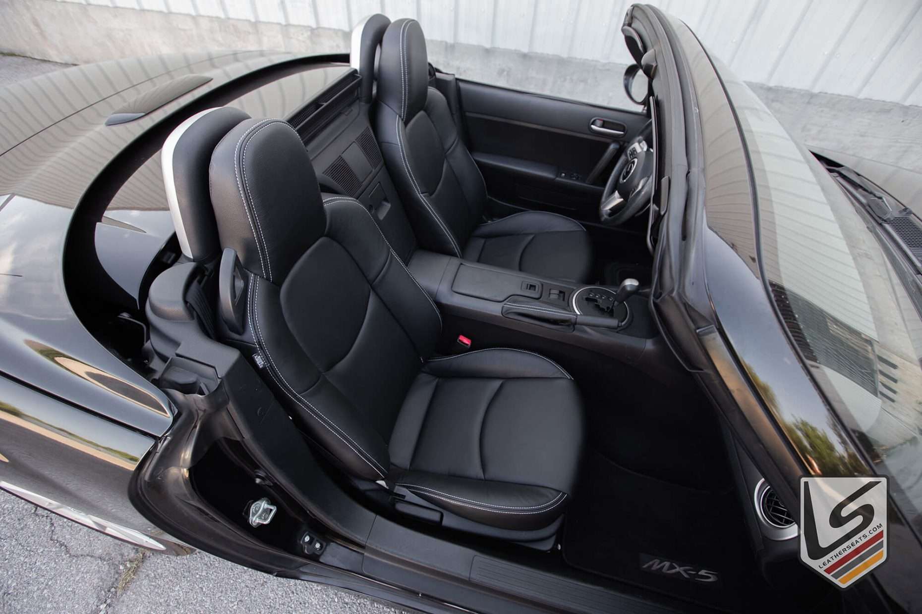 Alternate top-down view of custom leather seats