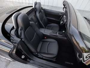 Alternate top-down view of custom leather seats