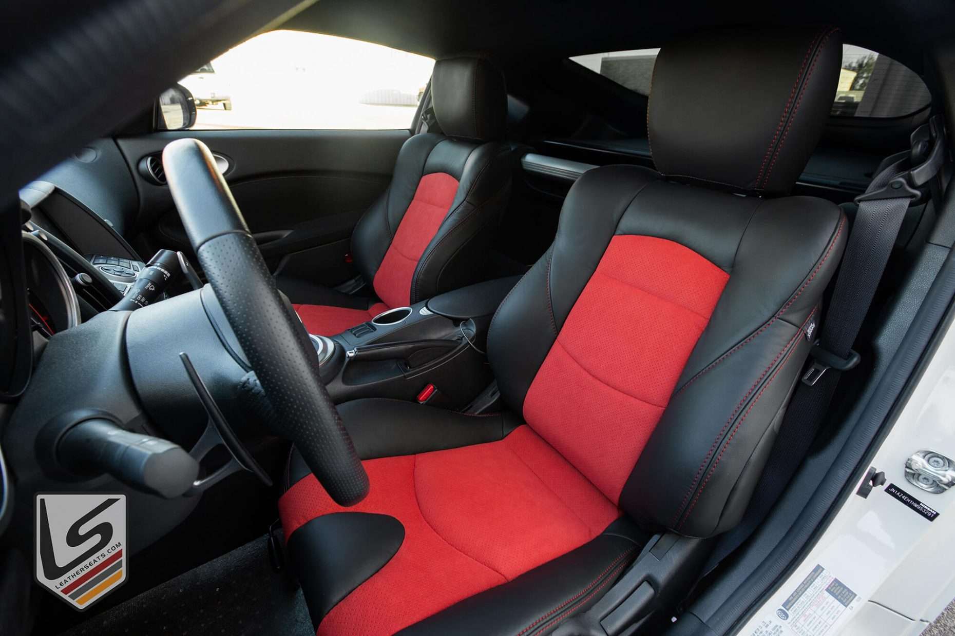 Alternative angle of front custom leather seat