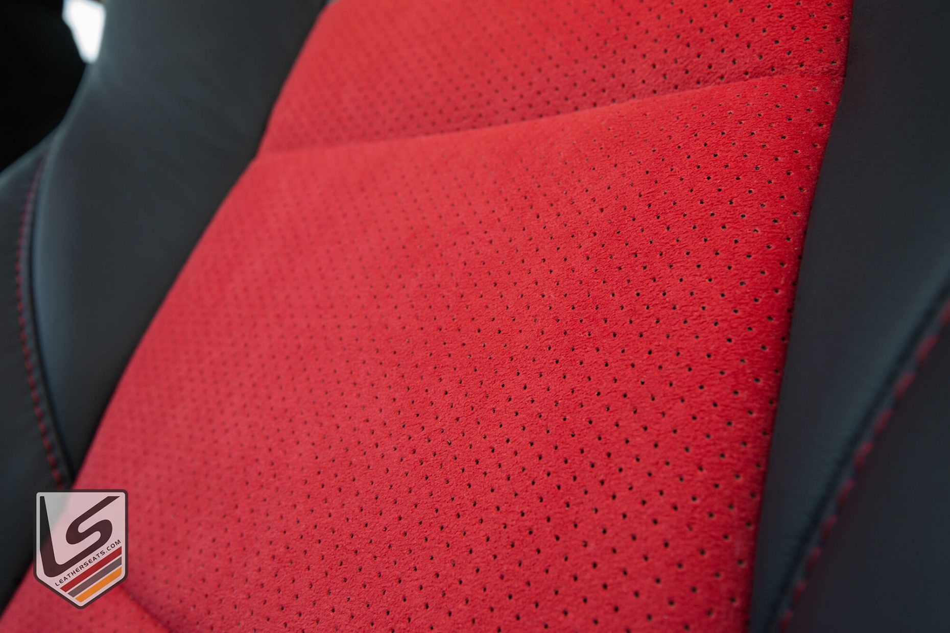 Perforated Red Suede close-up