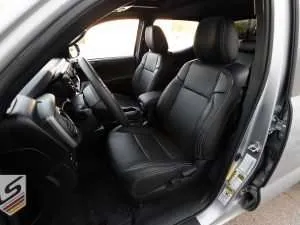 Custom Toyota Tacoma leather interior from leatherseats.com - Black with Piazza Grey Body
