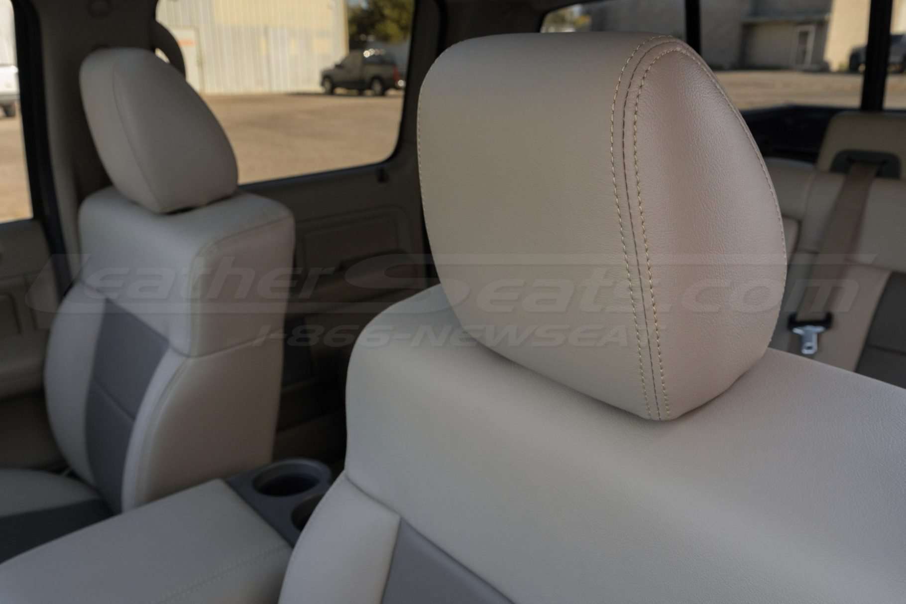 Adobe headrest close-up with matching Adobee thread