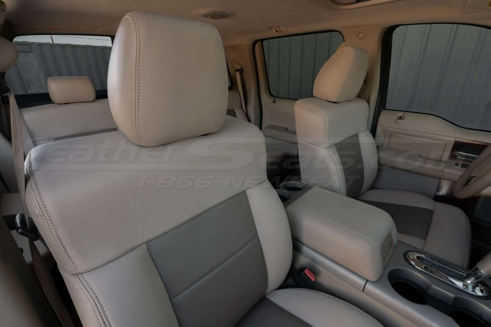 Front backrest and headrest section of Ford F-150 with LeatherSeats.com interior