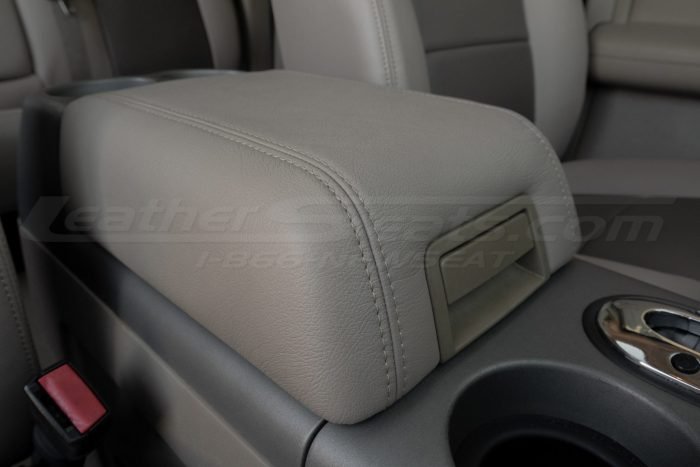 Adobe leather console lid cover close-up