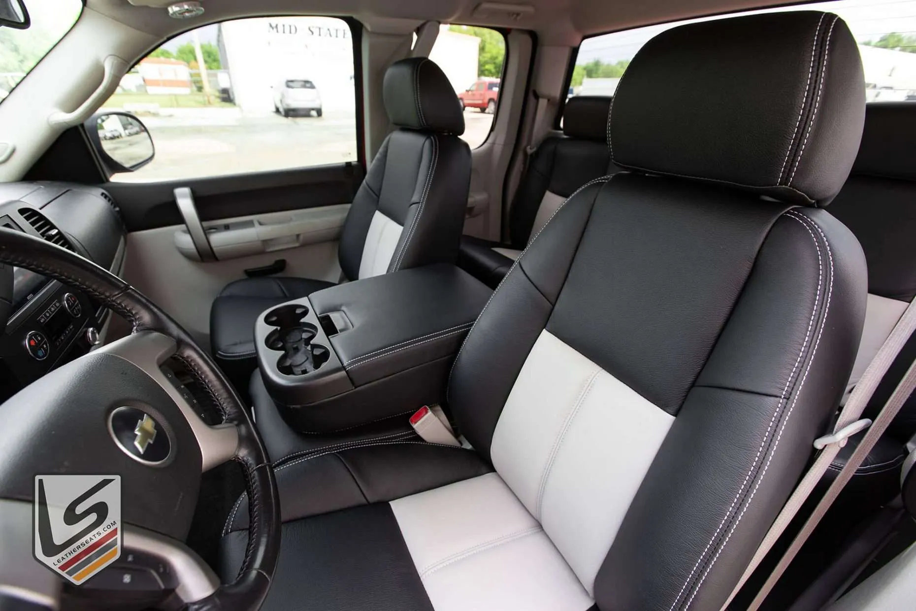 Leather front backrest and headrest secton of Chevy Silverado