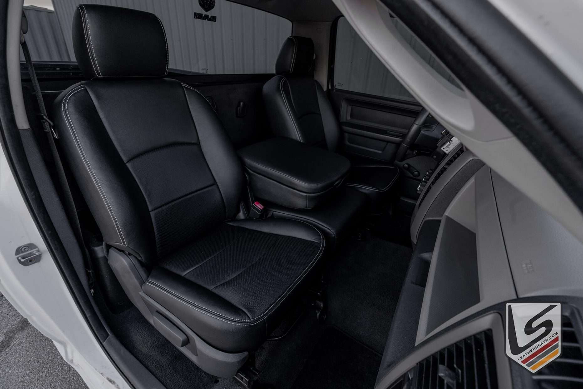 2009-2012 Dodge ram Regular Cab with custom Black leather seats - Passenger seat installed