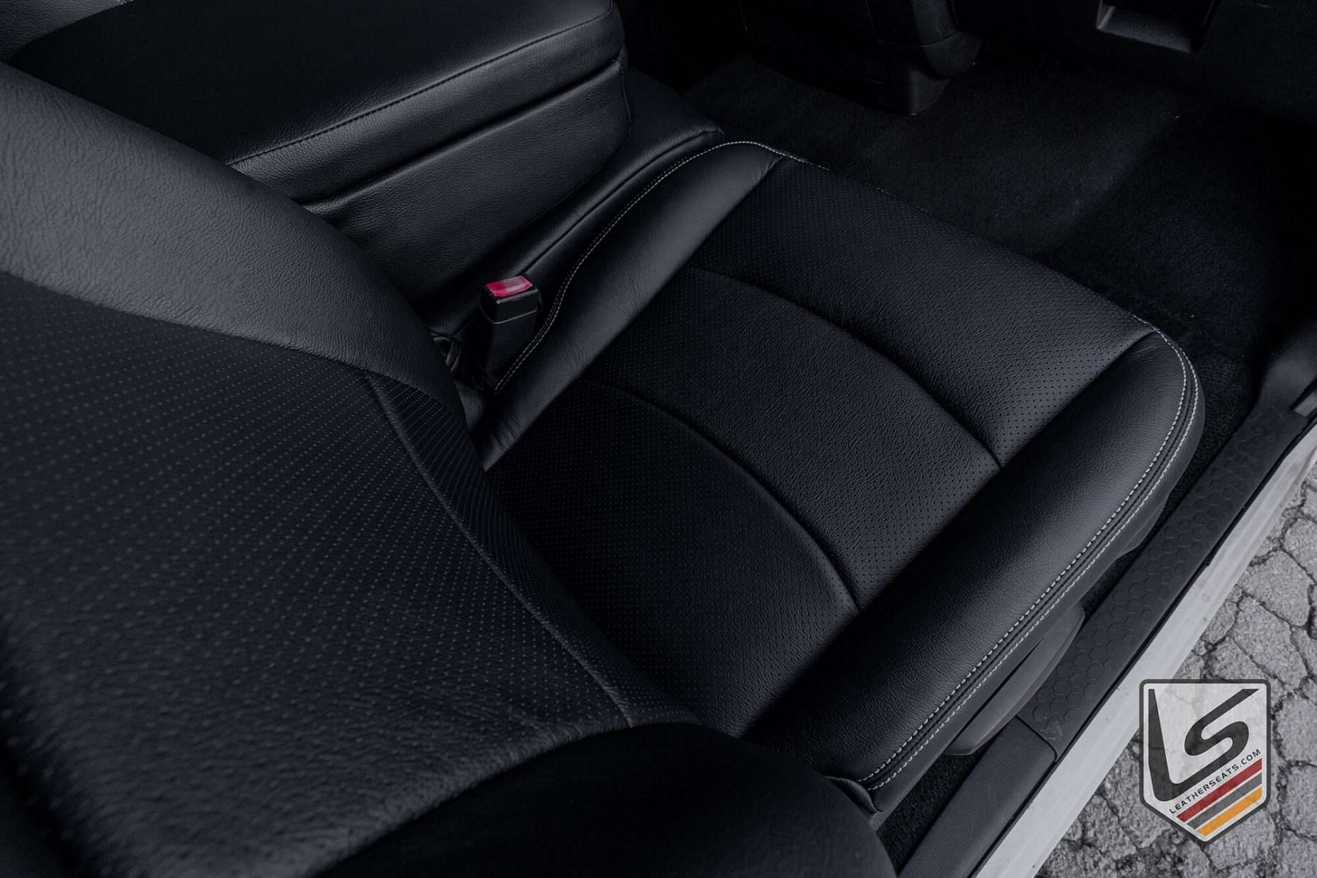 Top-down view of perforated backrest and seat cushion on Dodge Ram Regular Cab