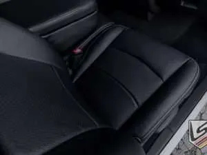 Top-down view of perforated backrest and seat cushion on Dodge Ram Regular Cab