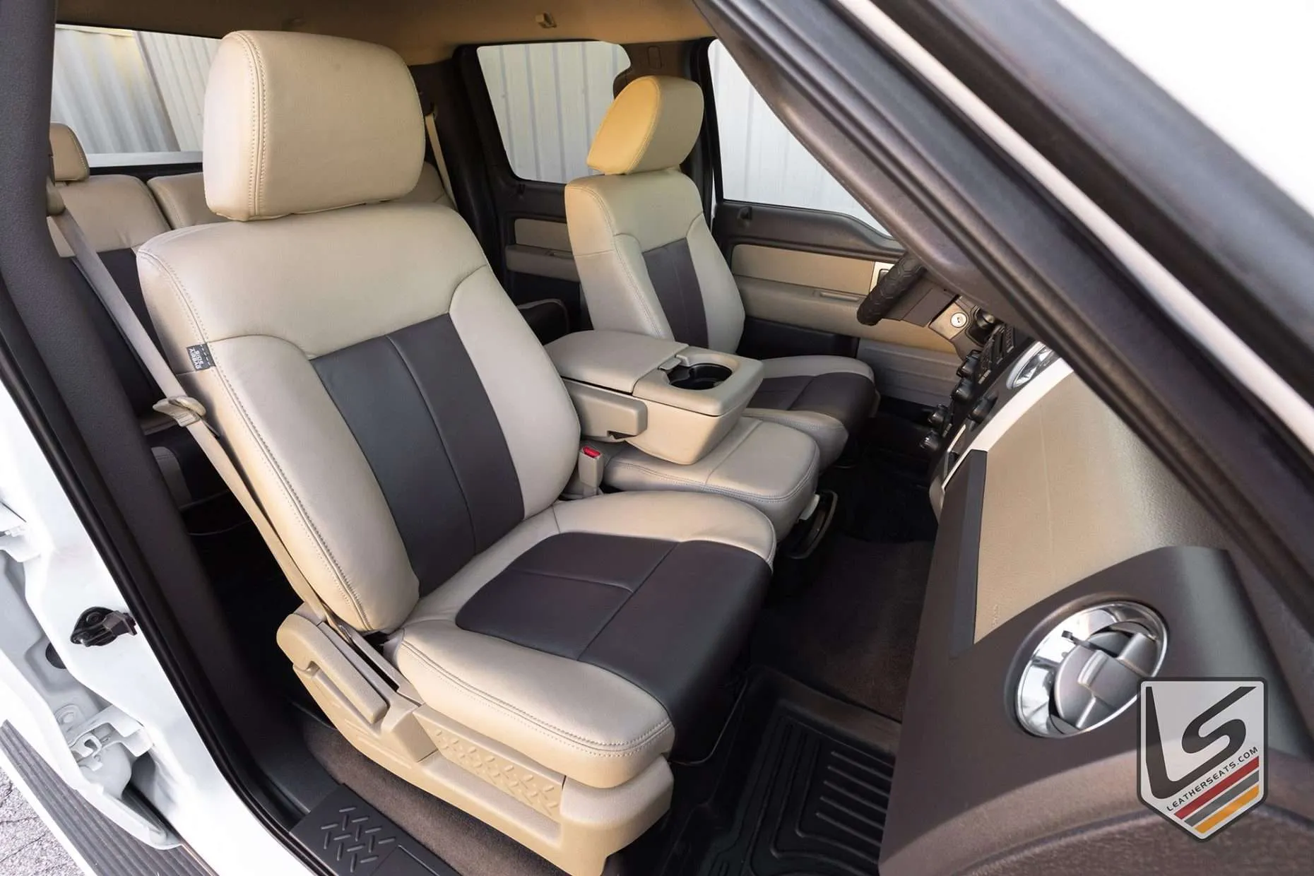 Ford F-150 XLT with LeatherSeats.com upholstery - Sandstone and Java - Front passenger seat