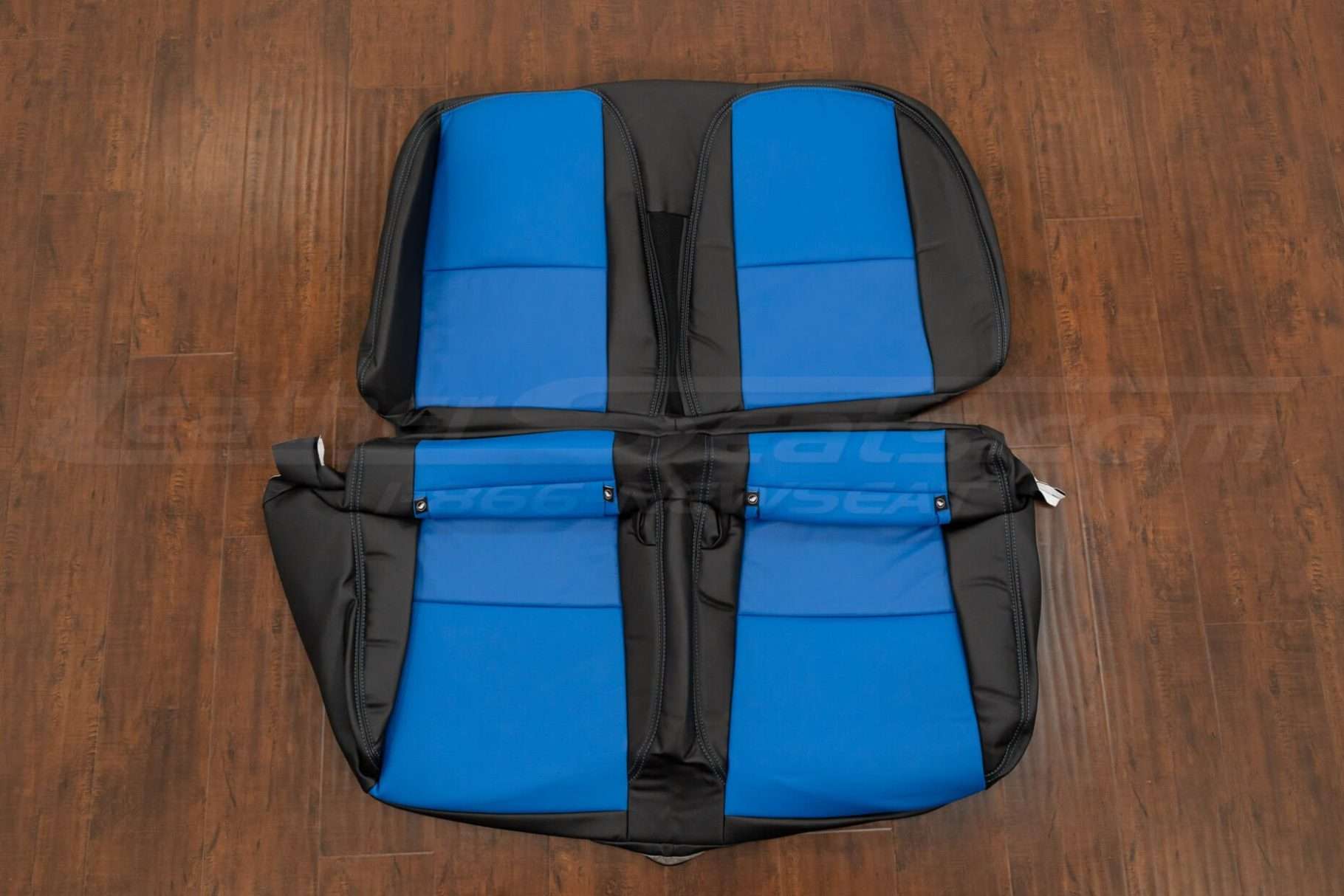 Chevrolet Camaro Leather Upholstery Kit - Black/Cobalt - Rear seat upholstery