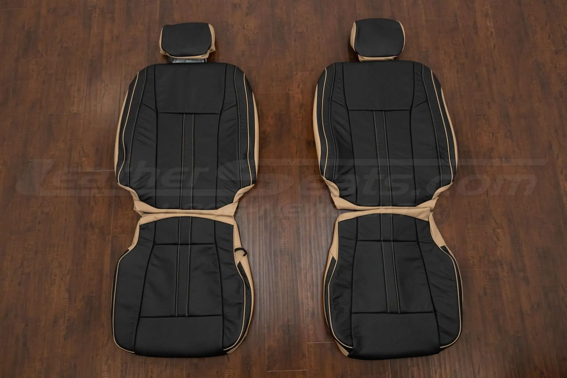 2019 Ford F-150 SuperCrew XLT Leather Seat Kit - Bisque/Black - Front seat upholstery