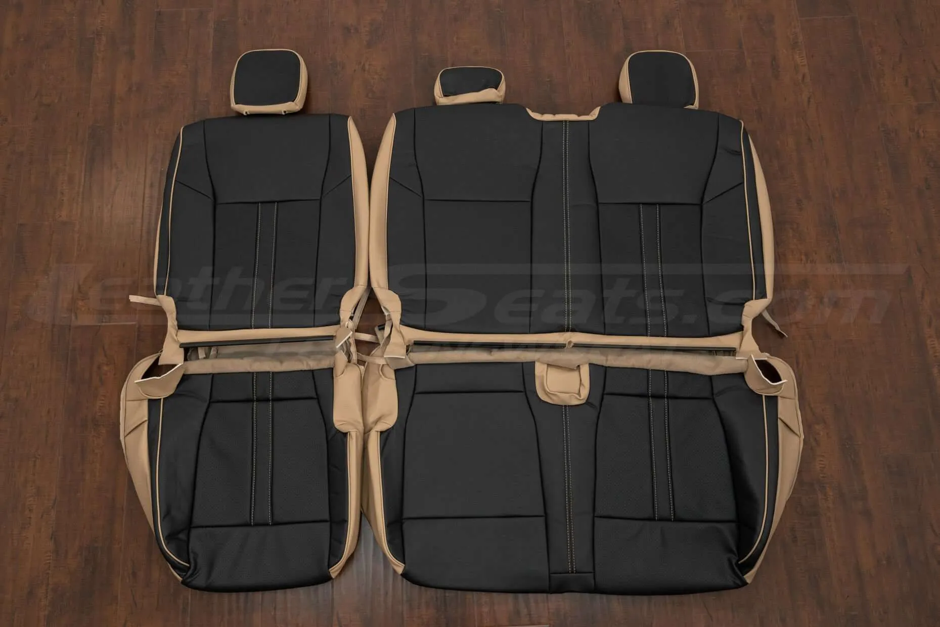 Bisque with Black Facings Ford F-150 leather seat kit