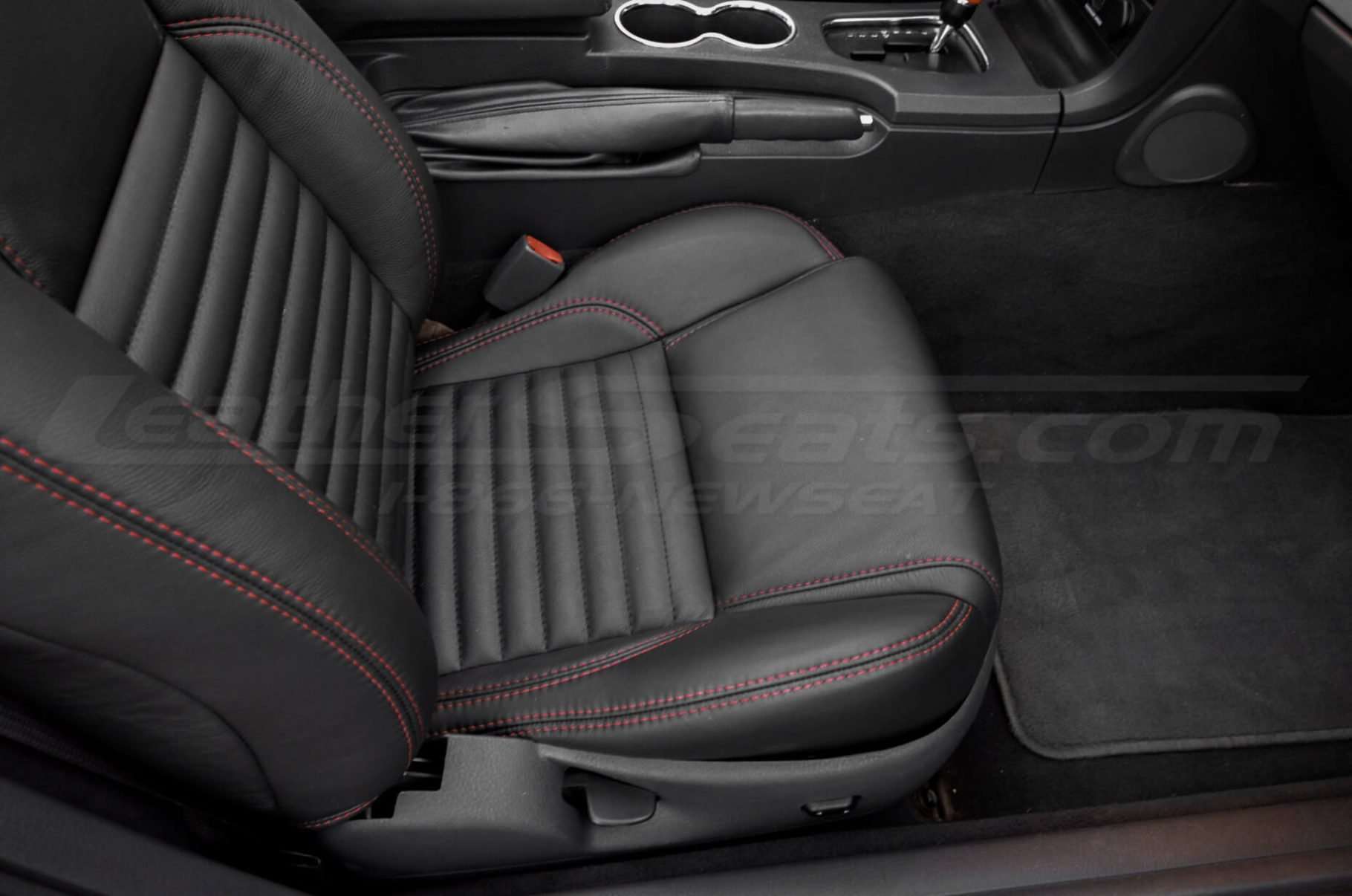 Installed front passenger seat cushion in Ecstasy Black leather