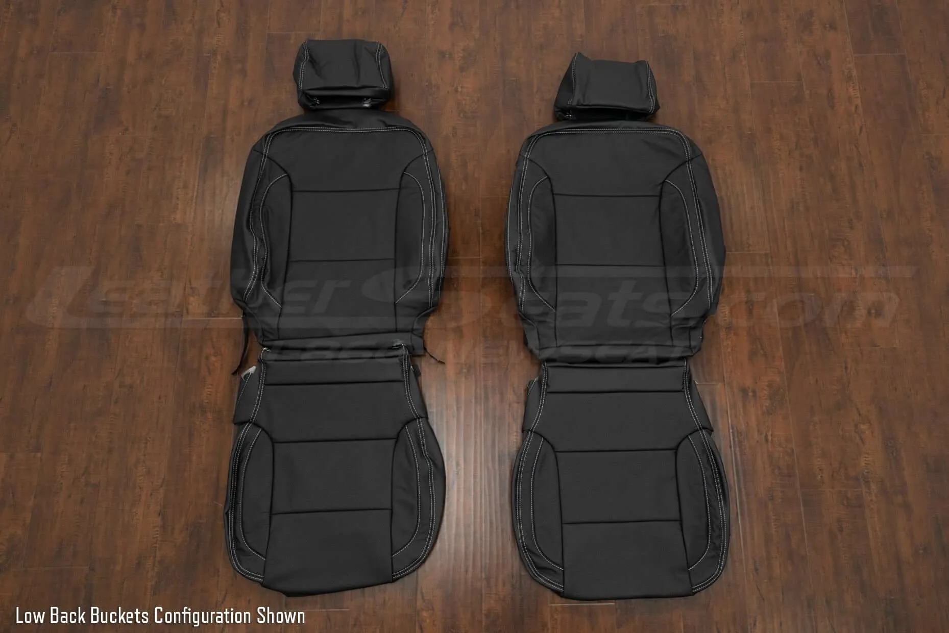 Chevrolet Silverado Leather Seat Kit - Black - Low Back Buckets seat configuration