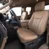 2015-2020 Ford F-150 Super Cab - Front driver view of installed Bisque leather seats