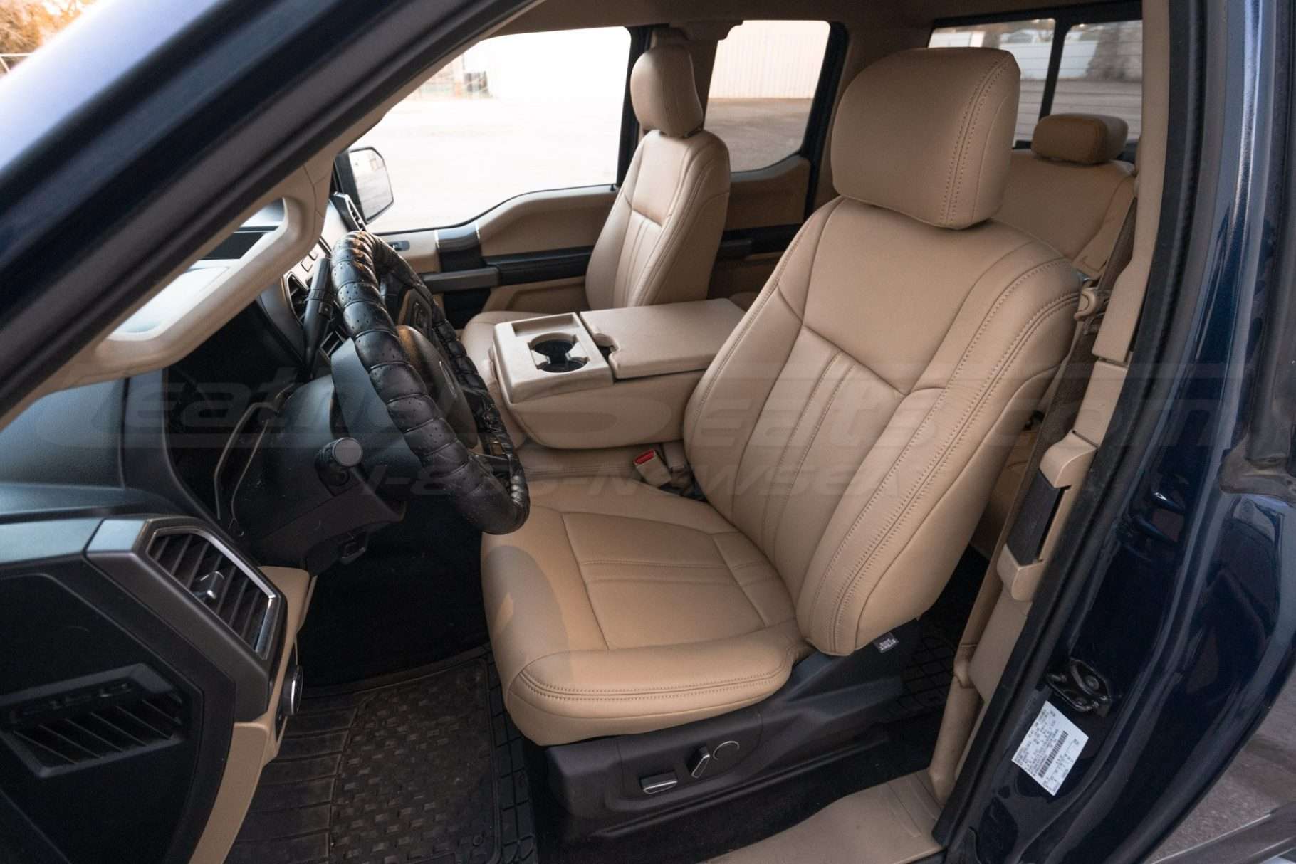 Alternate angle of front row driver side leather interior